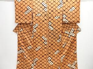 本総絞り斜め格子模様小紋着物